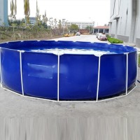 支架水池帆布水池 加厚帶支架家用養魚水池戶外塑料防水布折疊