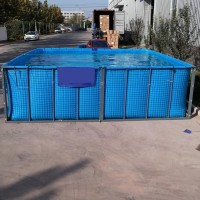 養魚水池戶外塑料防水布折疊支架水池帆布水池加厚帶支架家用